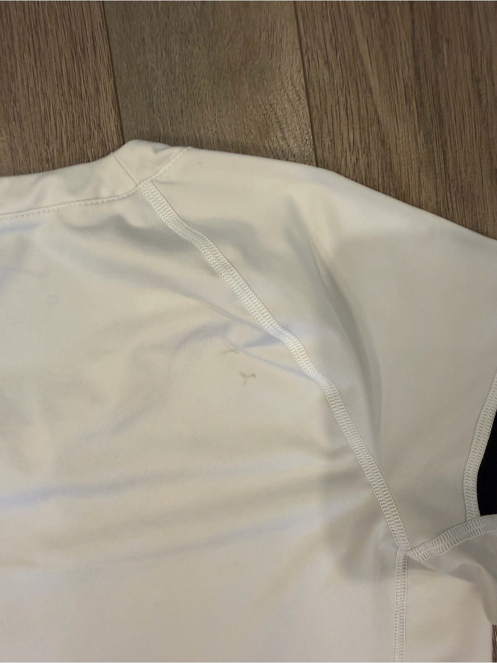 Nike White Short-Sleeve Performance Tee with Black Sleeve Stripes - Picture 5 of 6